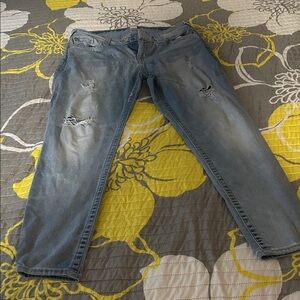 True Religion Women's Light Blue Distressed Curvy Skinny Jeans